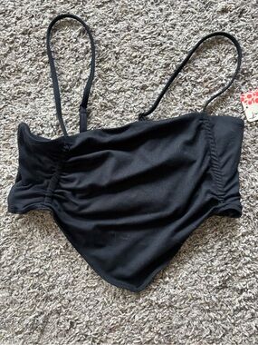 FP Movement by Free People Black Cropped Tank Top with Thin Straps